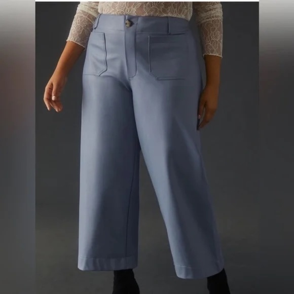 NWT Anthropologie Maeve Colette Faux Leather Cropped Wide Leg Pant Size 16W Plus - Picture 1 of 11